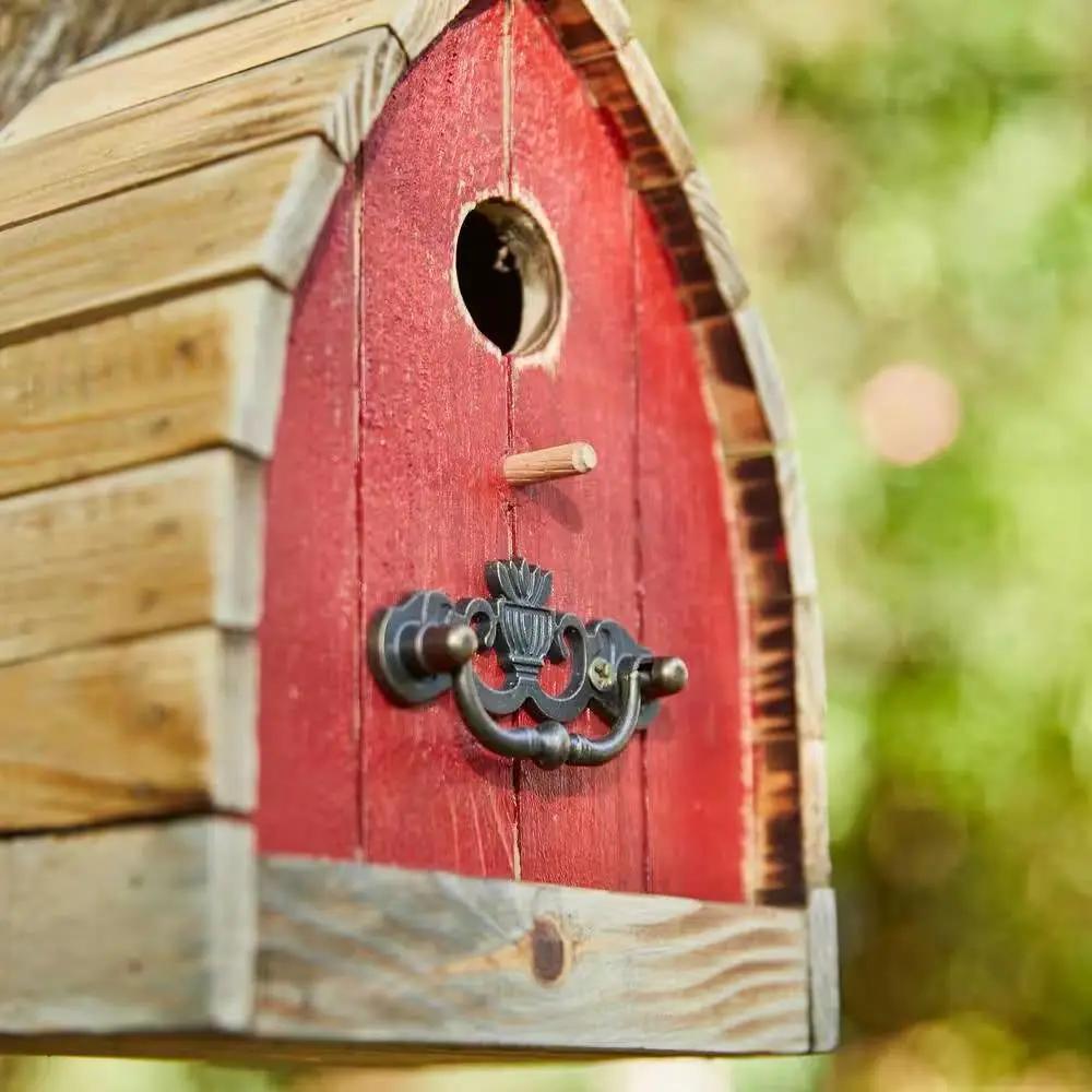 Vintage Farmhouse Style Red Solid Wood Outdoor Birdhouse by HomePacific