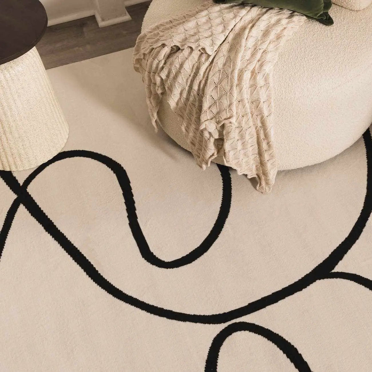 Eilir Modern Low Profile Boho Rug, installed in a room 3
