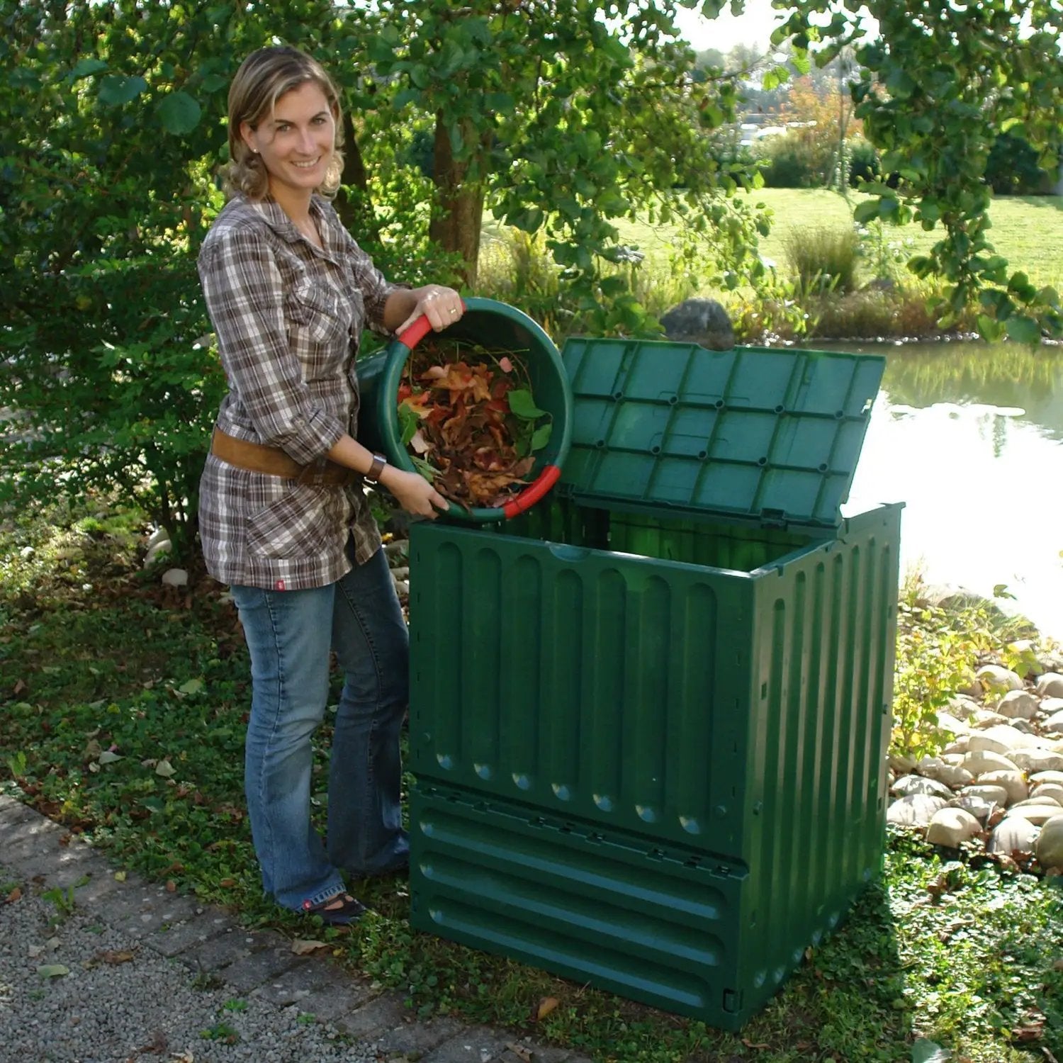 Outdoor Composting 110-Gallon Composter Recycle Plastic Compost Bin - Green by HomePacific