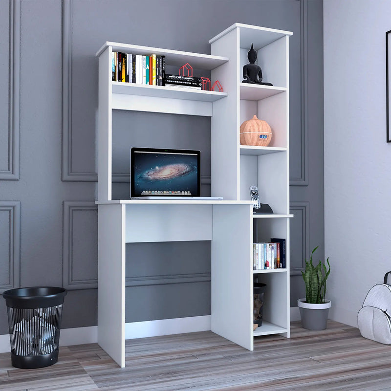 Versalles Writing Desk, Two Superior Shelves, Five Cubbies - White by HouseOfZazla
