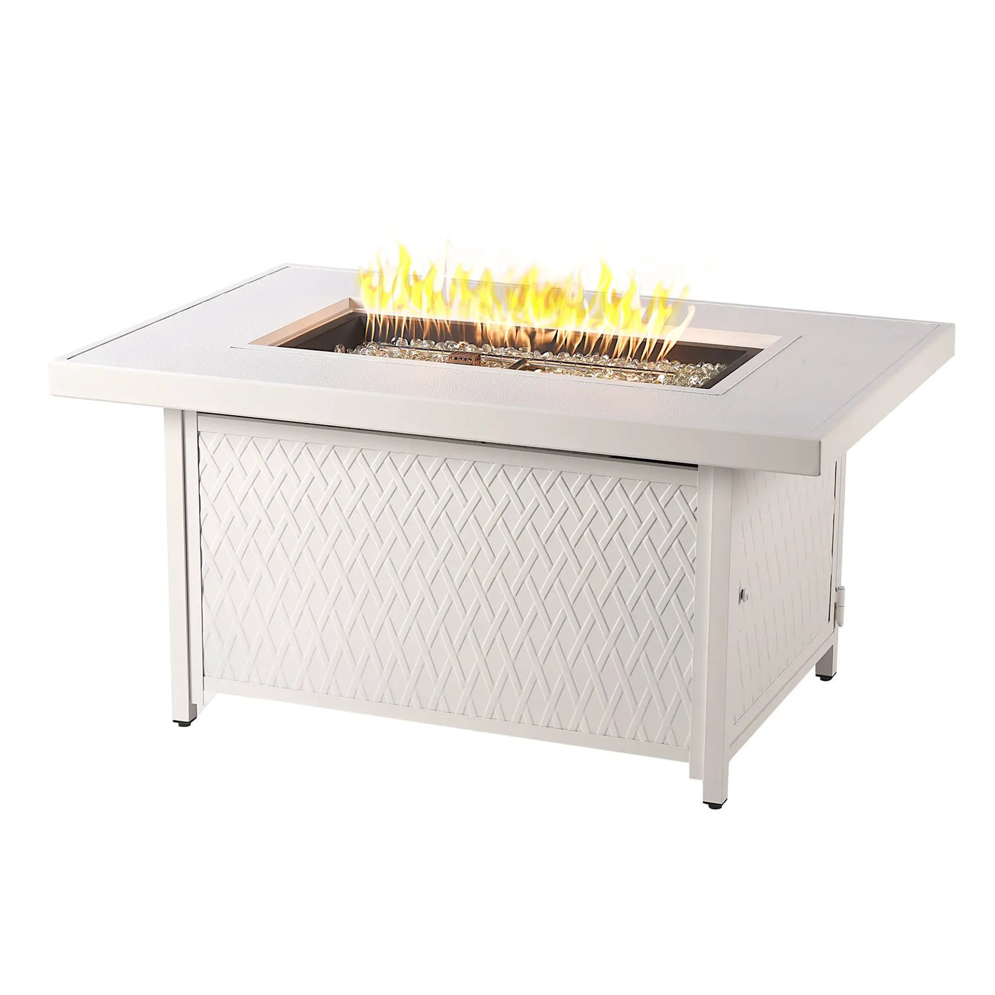 Aluminum 48-in Rectangular Propane Fire Table, Beads, Covers and Lid by Sharicks