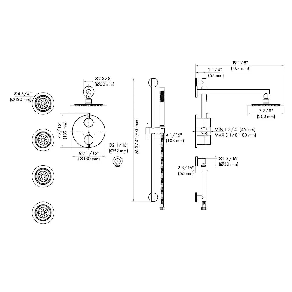 ZLINE Emerald Bay Thermostatic Shower System with Body Jets EMBY-SHS-T3-MB by Farmhouse Kitchen and Bath