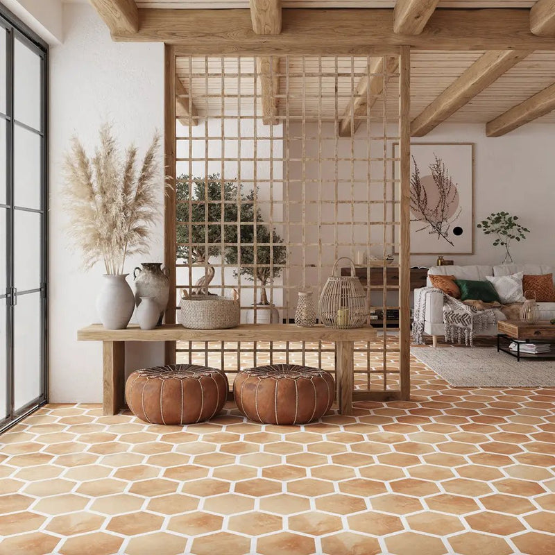 Terra Mauve White 9x10 Matte Hexagon Porcelain Tile (18 pack, 8.07 sq ft/case) by Apollo Tile