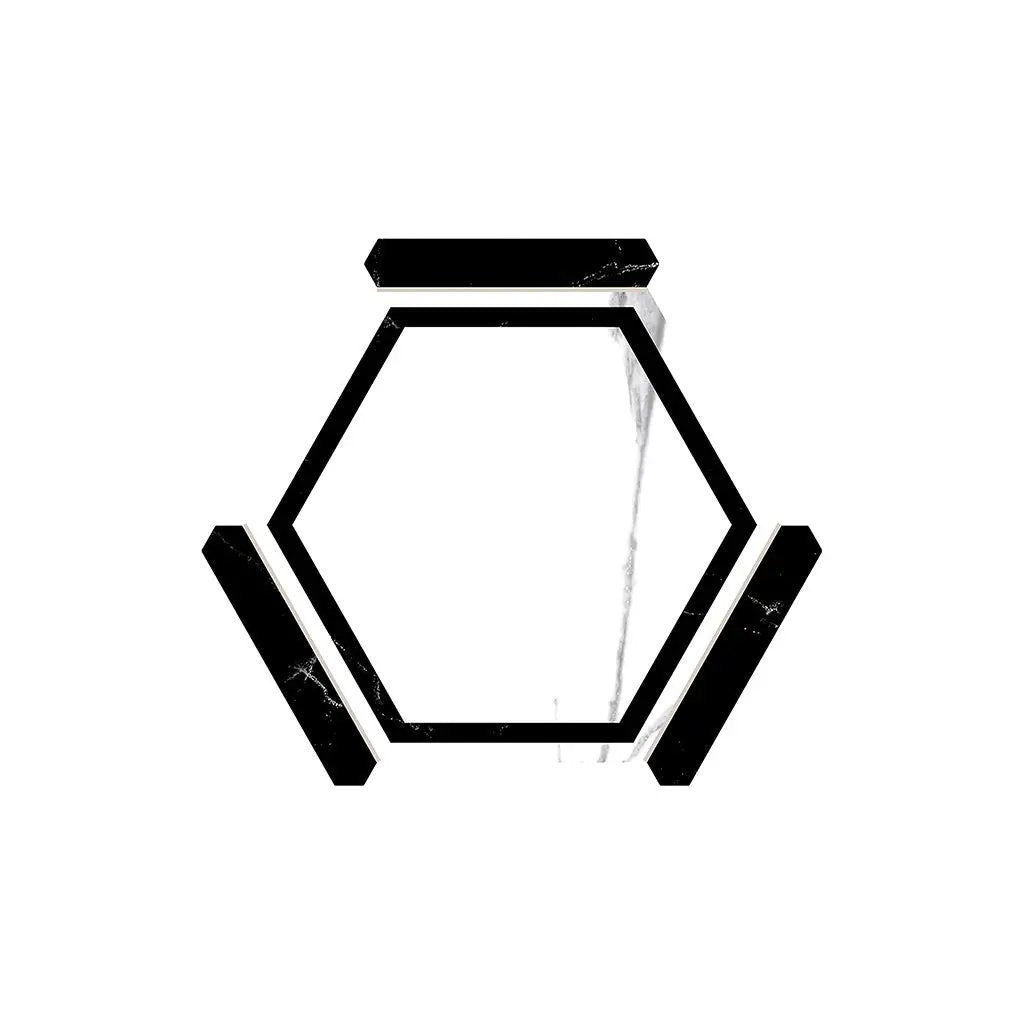 White Black 9x10 Matte Hexagon Porcelain Tile (18 pack, 8.07 sq ft/case) by Apollo Tile