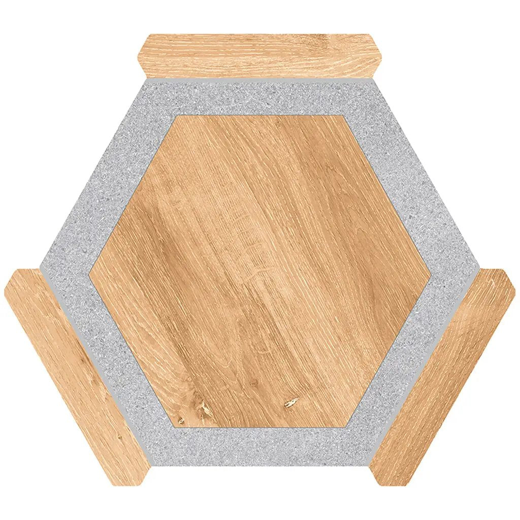 Oak wash Gray 9x10 Matte Hexagon Porcelain Tile (18 pack, 8.07 sq ft/case) by Apollo Tile