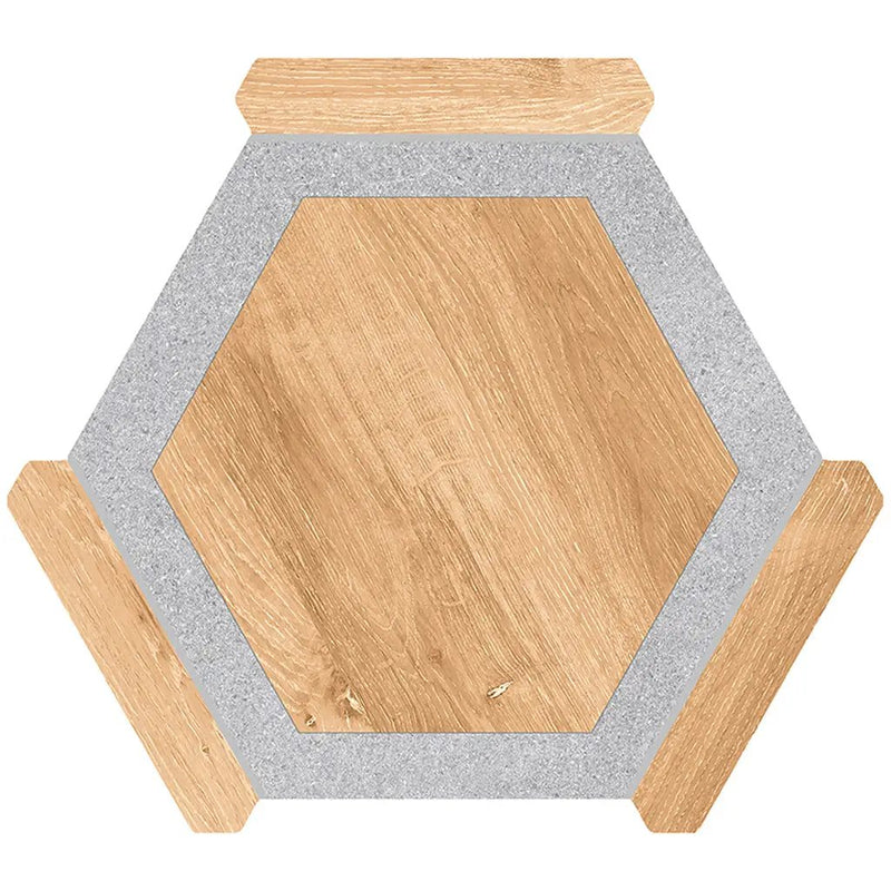Oak wash Gray 9x10 Matte Hexagon Porcelain Tile (18 pack, 8.07 sq ft/case) by Apollo Tile