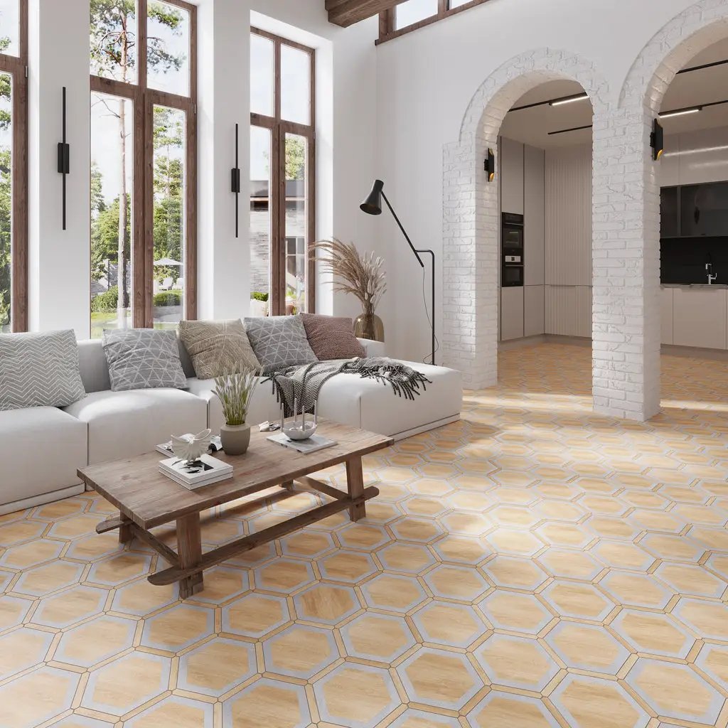 Oak wash Gray 9x10 Matte Hexagon Porcelain Tile (18 pack, 8.07 sq ft/case) by Apollo Tile