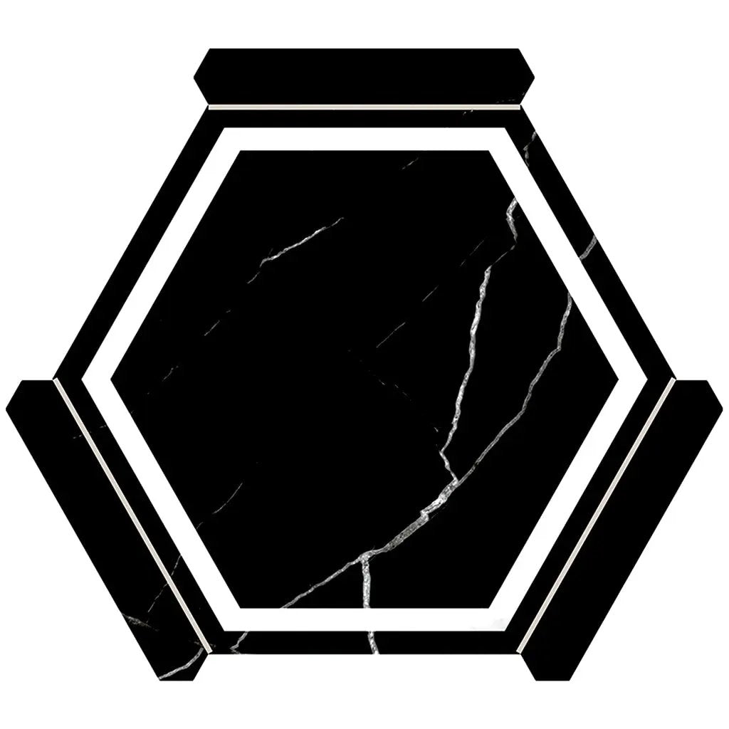 Black White 9x10 Matte Hexagon Porcelain Tile (18 pack, 8.07 sq ft/case) by Apollo Tile
