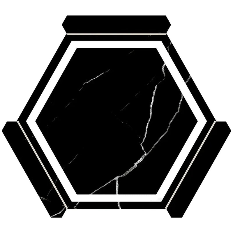 Black White 9x10 Matte Hexagon Porcelain Tile (18 pack, 8.07 sq ft/case) by Apollo Tile