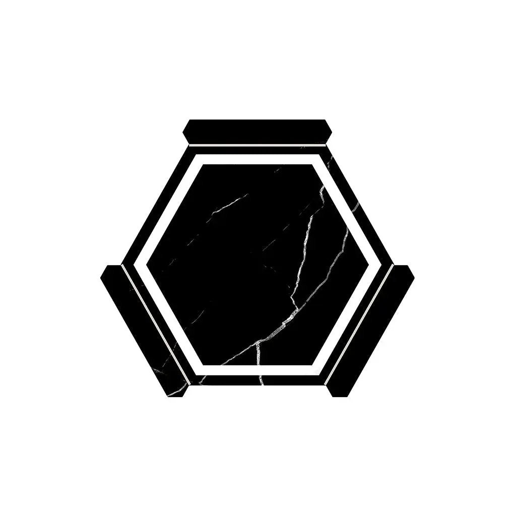 Black White 9x10 Matte Hexagon Porcelain Tile (18 pack, 8.07 sq ft/case) by Apollo Tile