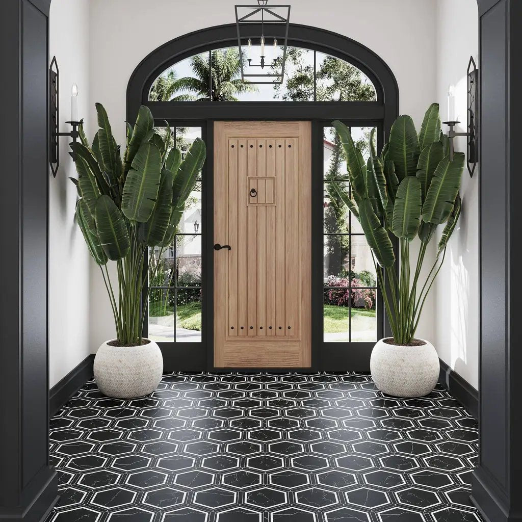 Black White 9x10 Matte Hexagon Porcelain Tile (18 pack, 8.07 sq ft/case) by Apollo Tile