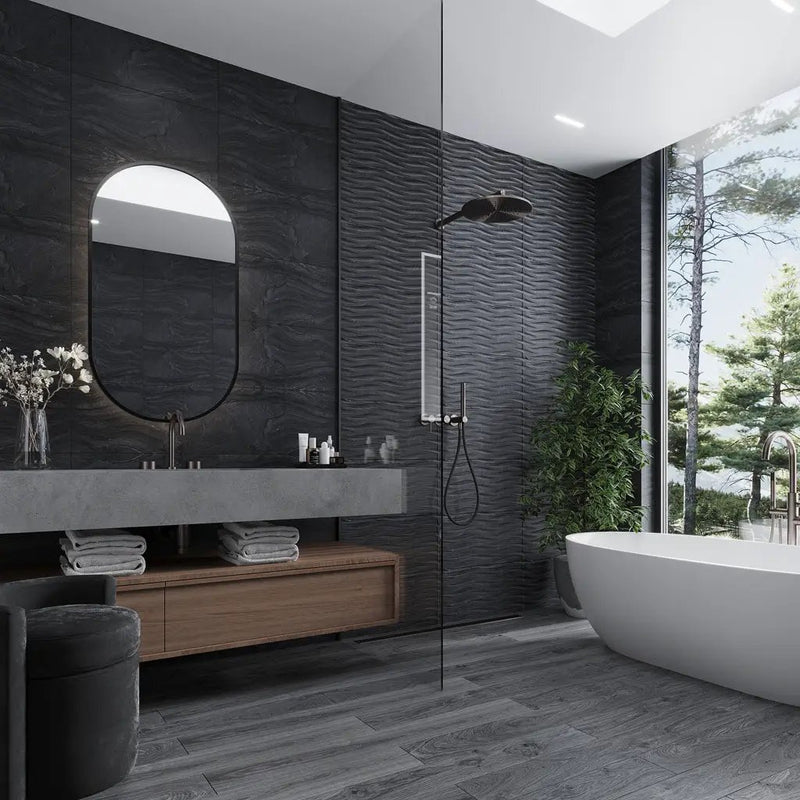 Coal Black 12x24 Field Matte Porcelain Tile (5 pack, 10.763 sq ft/case) by Apollo Tile