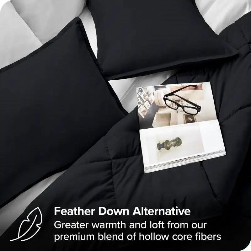 Twin/Twin XL Super Soft Lightweight Down Alternative Comforter Set in Black by HomePacific
