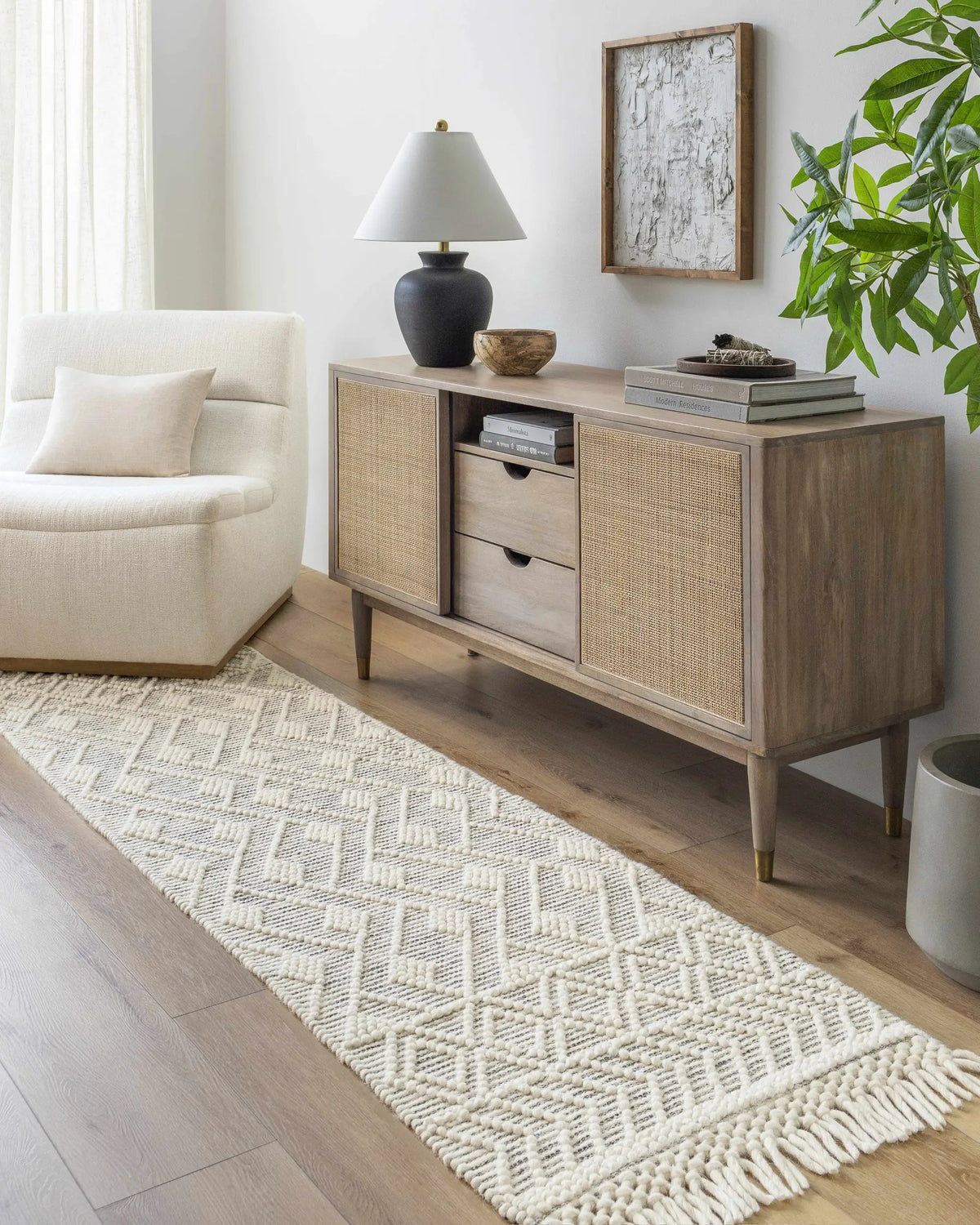 Erica Wool Rug with Tassels - Clearance, installed in a room 3
