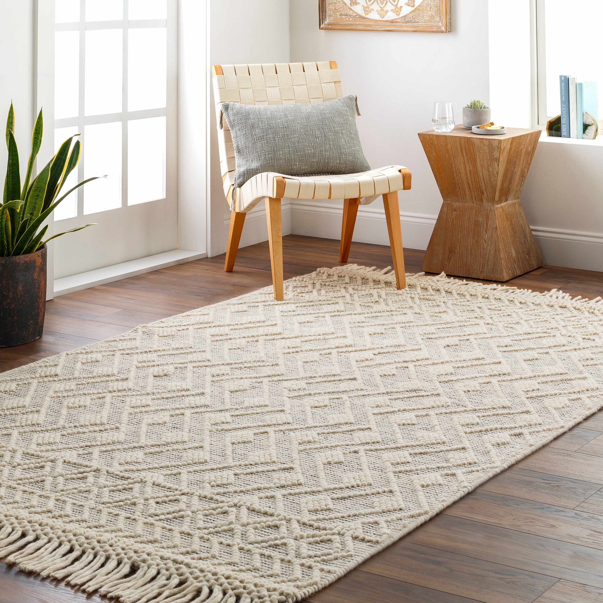 Erica Wool Rug with Tassels - Clearance by Boutique Rugs