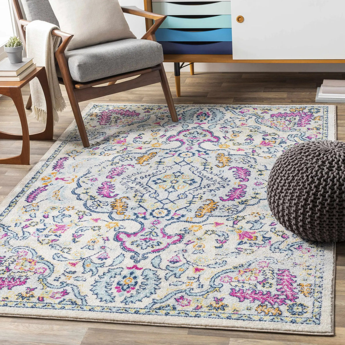 Errol Area Rug, installed in a room