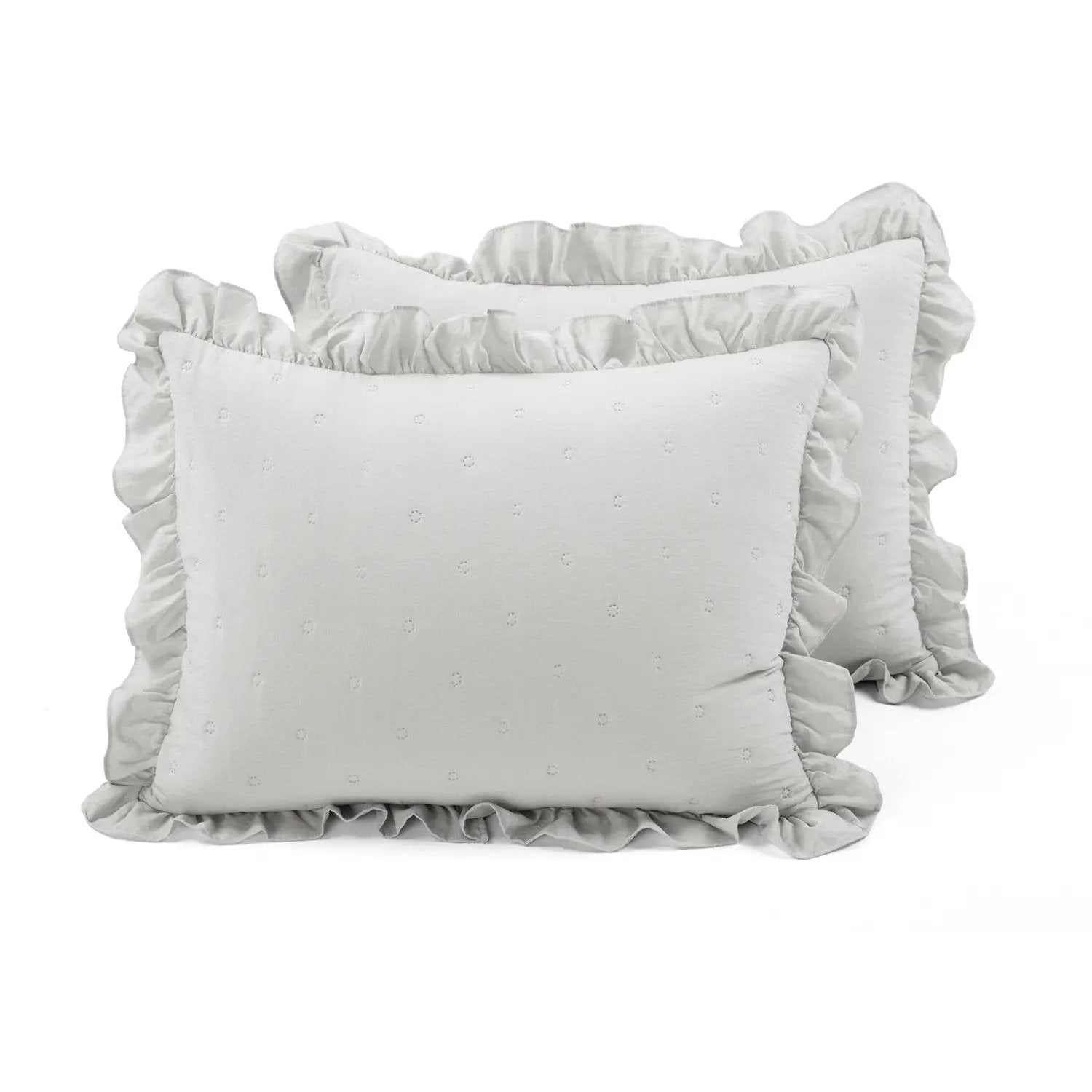 Full/Queen Lightweight Grey Ruffle Reversible Oversized 3 Piece Quilt Set by HomePacific