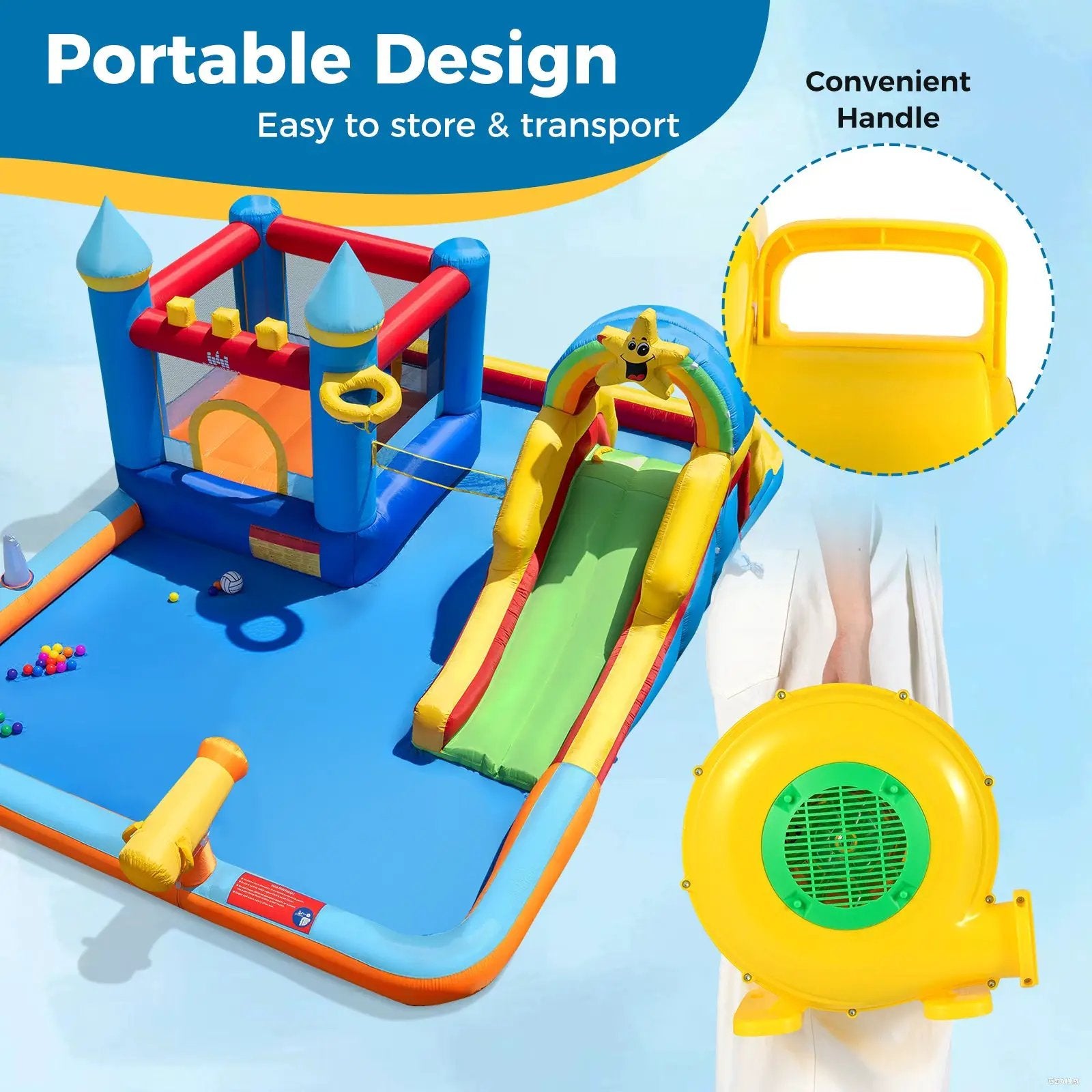 480W Bounce House Blower with Handle and Ground Stakes by DirectDeals