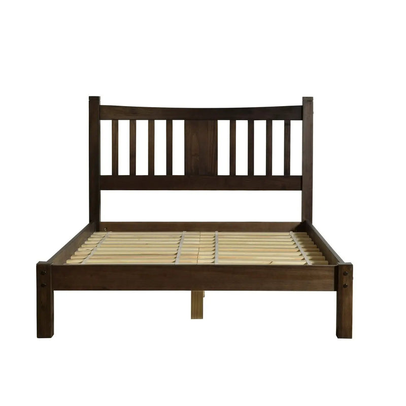 King Size Farmhouse Style Solid Wood Platform Bed with Headboard in Espresso by HomePacific