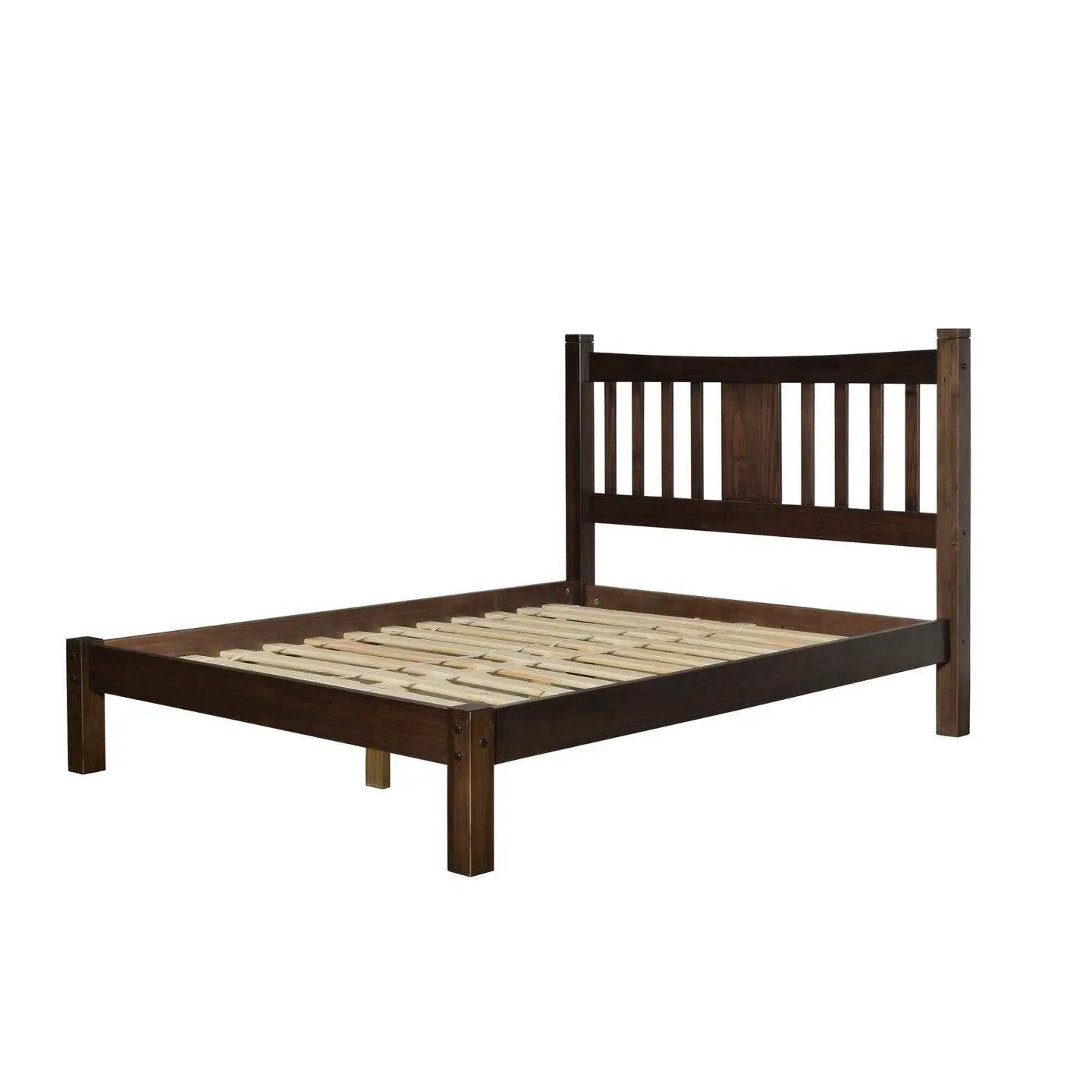 King Size Farmhouse Style Solid Wood Platform Bed with Headboard in Espresso by HomePacific