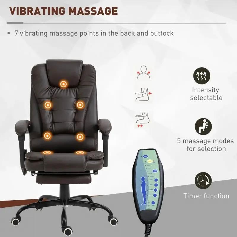Espresso 7 Mode Vibrating High Back Executive Massage Adjustable Office Chair by HomePacific