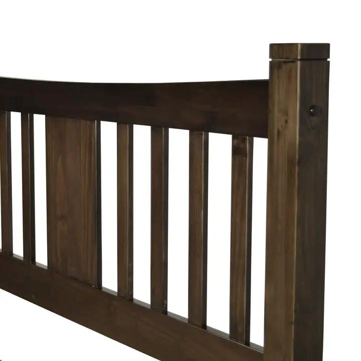 Queen size Solid Pine Wood Platform Bed with Headboard in Espresso by HomePacific