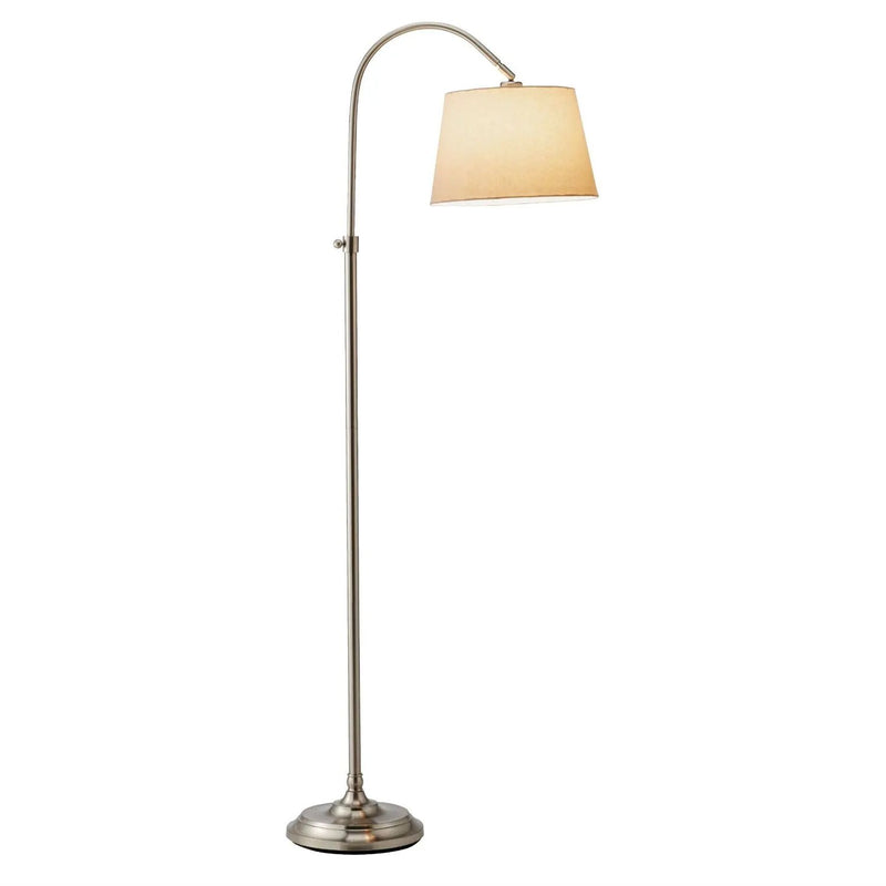 Elegant Arch Floor Lamp with White Linen Tapered Drum Shade by HomePacific