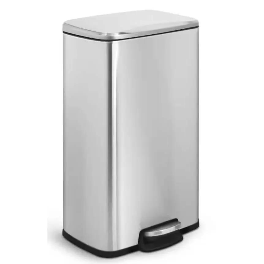8-Gallon Stainless Steel Kitchen Trash Can with Step-on Lid by HomePacific