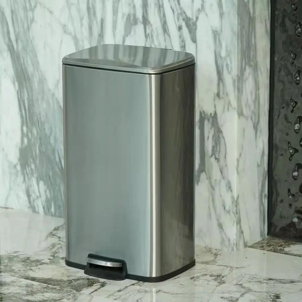 8-Gallon Stainless Steel Kitchen Trash Can with Step-on Lid by HomePacific