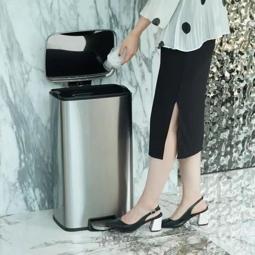 8-Gallon Stainless Steel Kitchen Trash Can with Step-on Lid by HomePacific