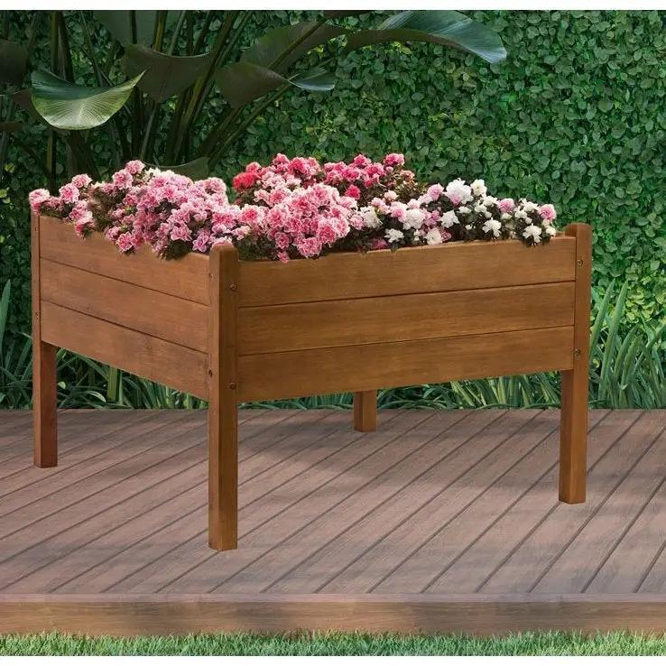 FarmHome 3ft x 3ft Raised Planter Solid Eucalyptus Garden Bed by HomePacific
