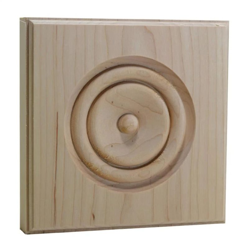 EWAP90 Rosette Casing Corner Block 1 inch x 5-1/2 inch Square Unfinished by NewMouldings