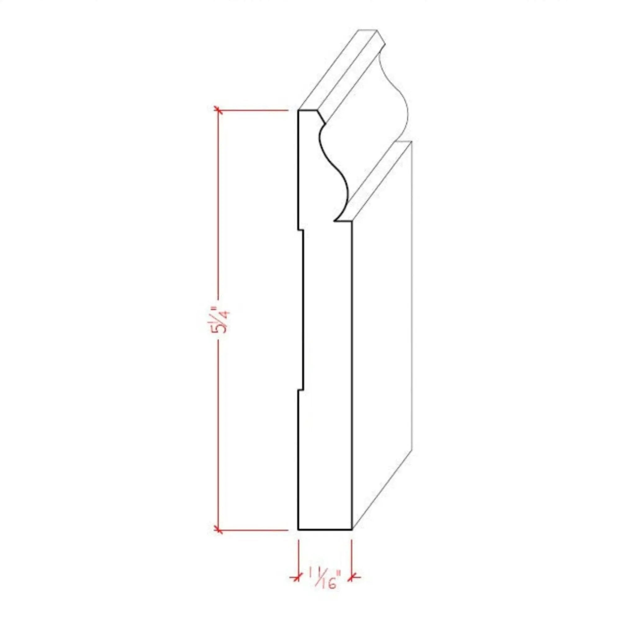 EWBB12 Colonial Baseboard 5-1/4" Tall x 11/16" Moulding. Unfinished by NewMouldings