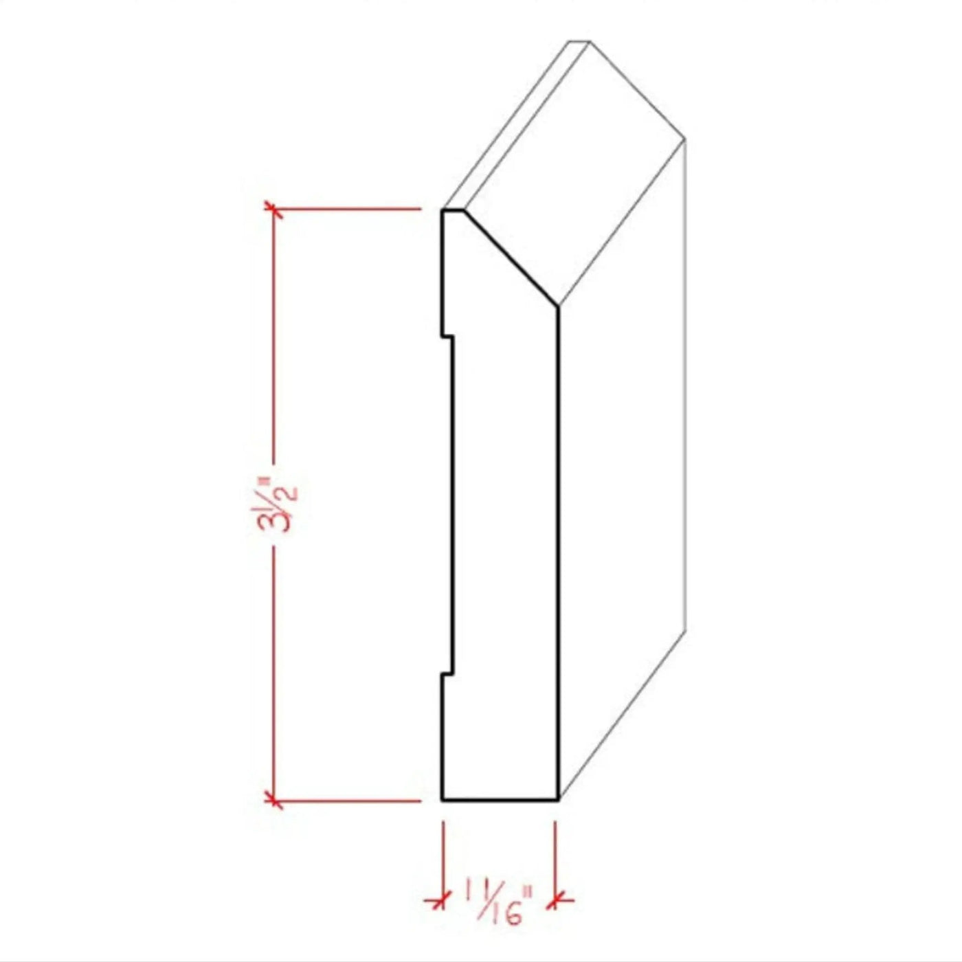 EWBB14 Beveled Edge Baseboard 3-1/2" Tall x 11/16" Moulding Unfinished by NewMouldings