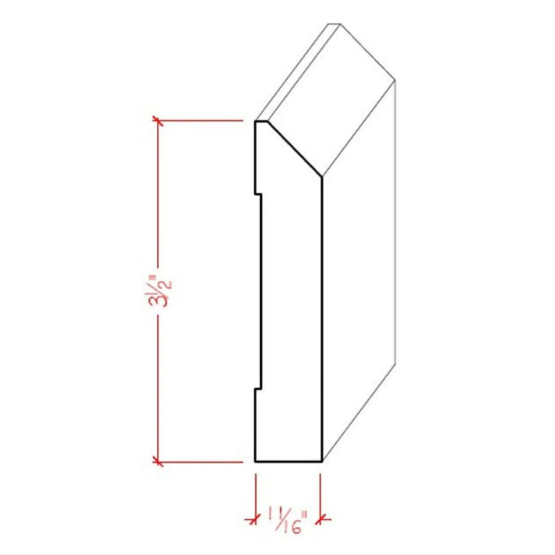 EWBB14 Beveled Edge Baseboard 3-1/2" Tall x 11/16" Moulding Unfinished by NewMouldings
