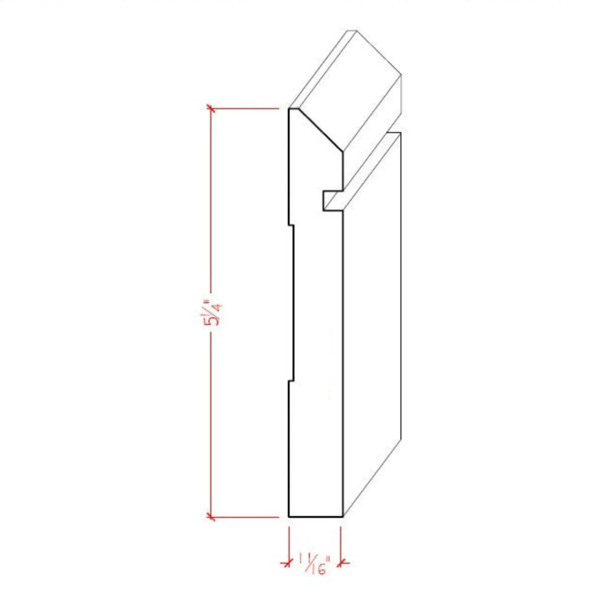 EWBB20 Bevel Groove 5-1/4" Tall x 11/16" Baseboard Moulding Unfinished by NewMouldings