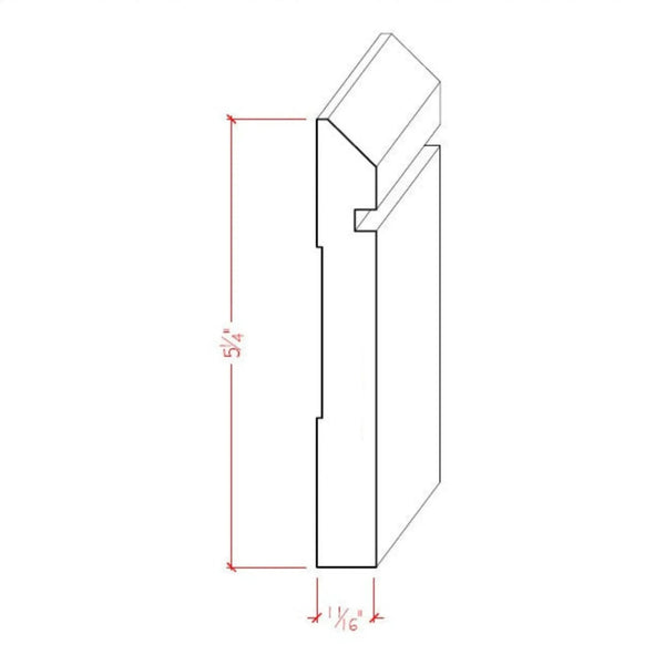 EWBB20 Bevel Groove 5-1/4" Tall x 11/16" Baseboard Moulding Unfinished, photo 2 of 6