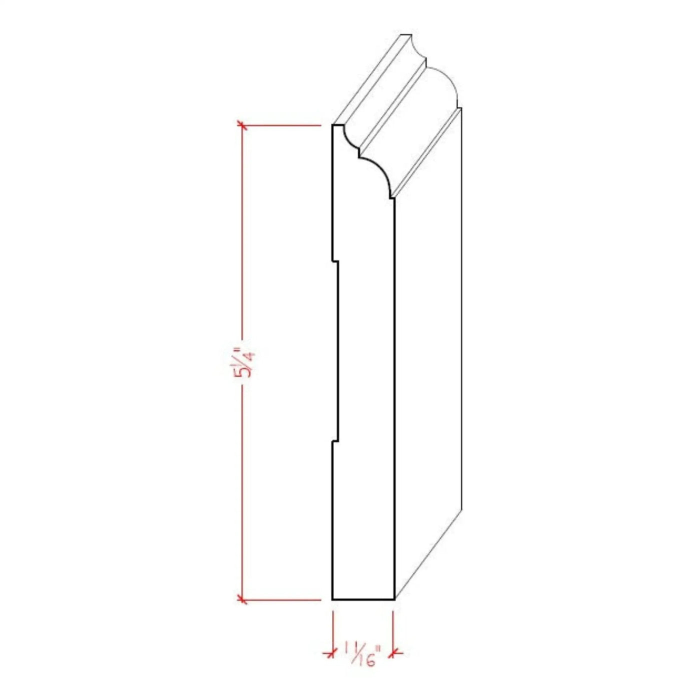 EWBB23 Nose & Cove 5-1/4" Tall x 11/16" Baseboard Moulding Unfinished by NewMouldings