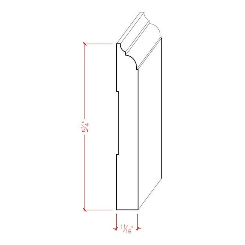 EWBB23 Nose & Cove 5-1/4" Tall x 11/16" Baseboard Moulding Unfinished by NewMouldings