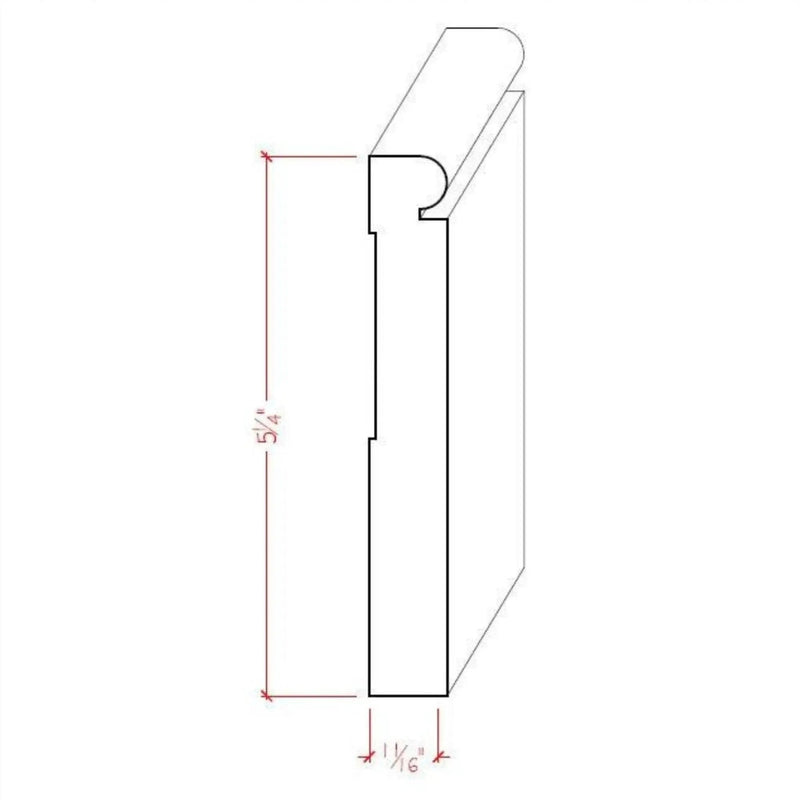 EWBB26 Beaded 5-1/4" Tall x 11/16" Baseboard Moulding. Unfinished by NewMouldings