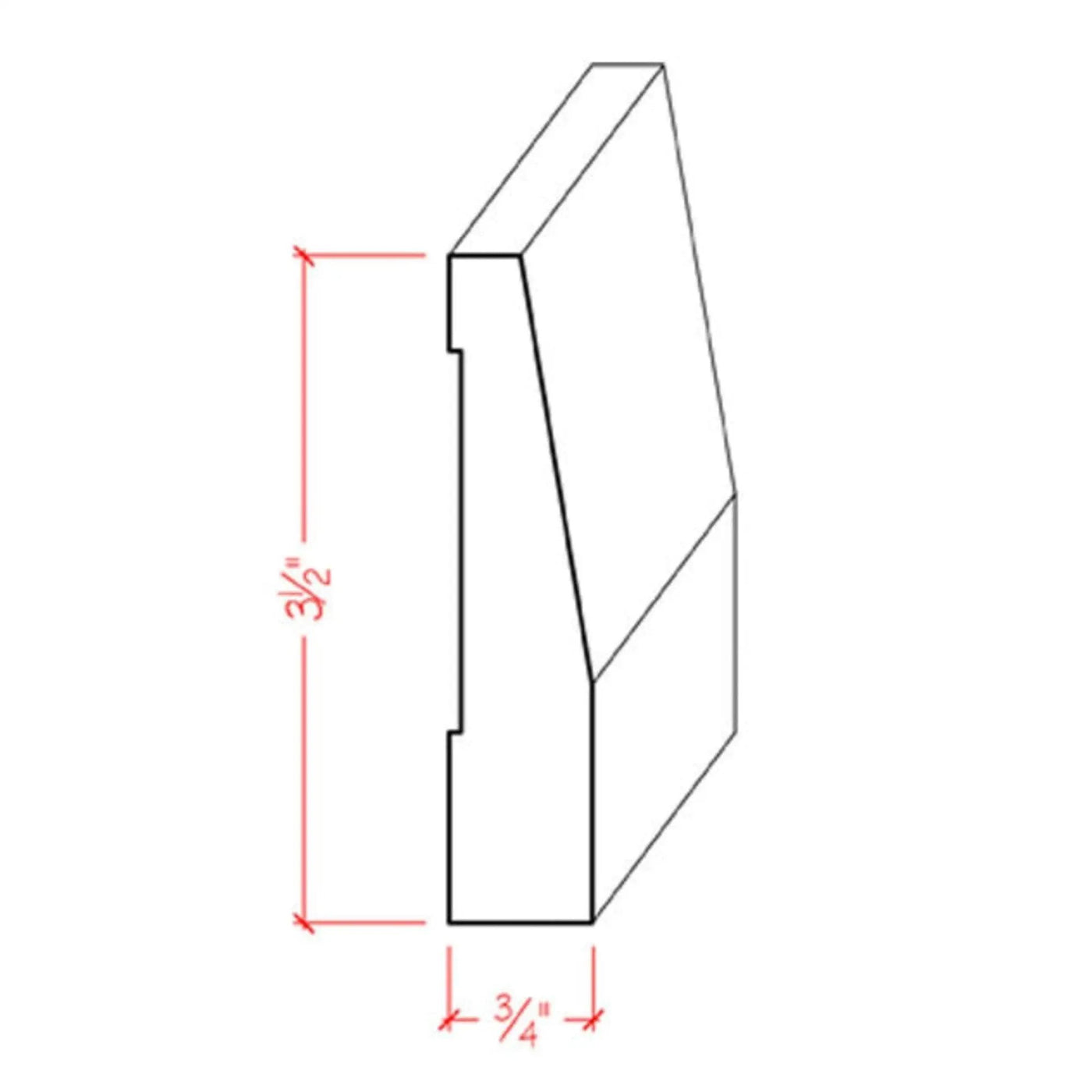 EWBB32 Beveled 3-1/2" Tall x 3/4" Baseboard Moulding. Unfinished by NewMouldings
