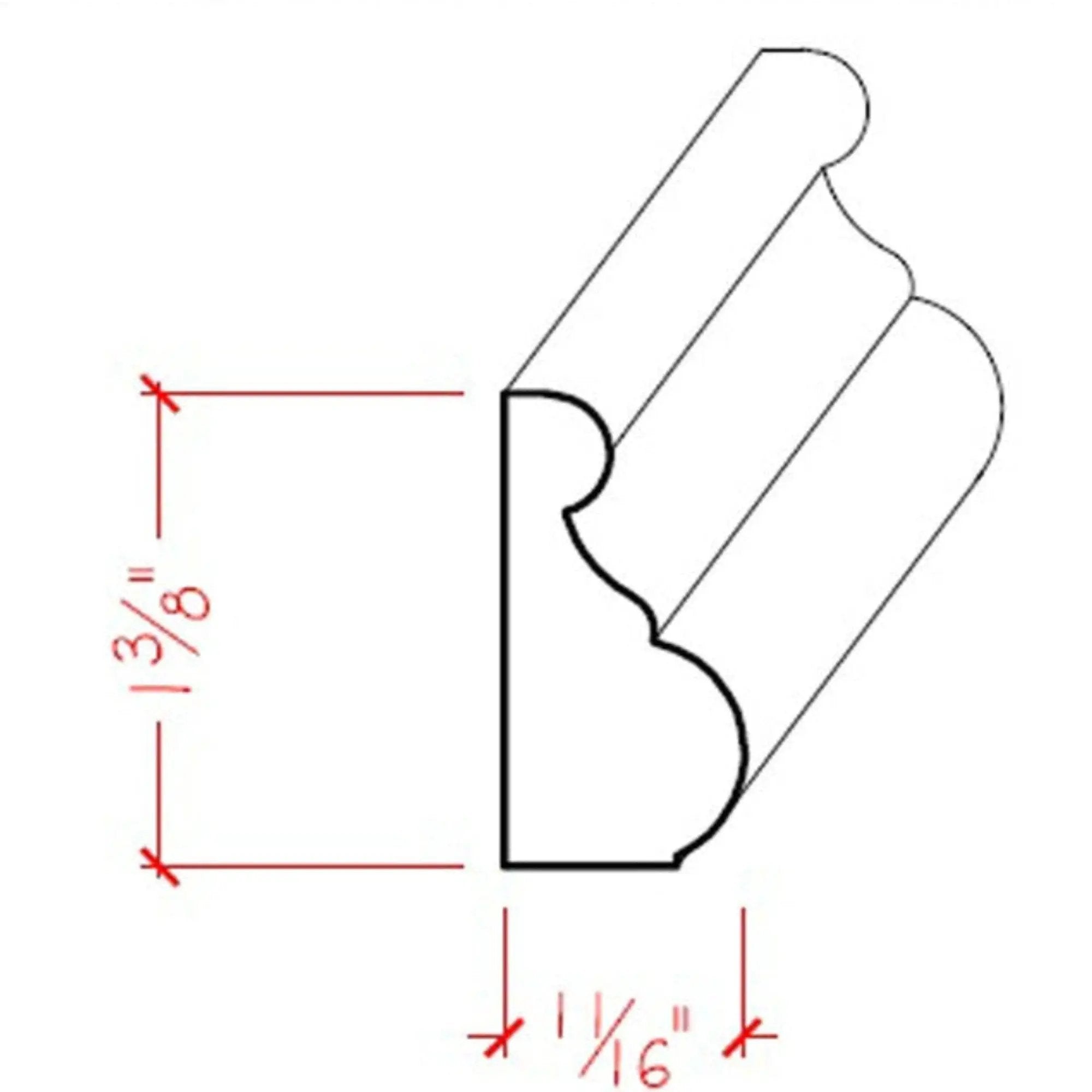 EWBC13 Traditional 1-3/8" Tall x 11/16" Base Cap Moulding. Unfinished by NewMouldings