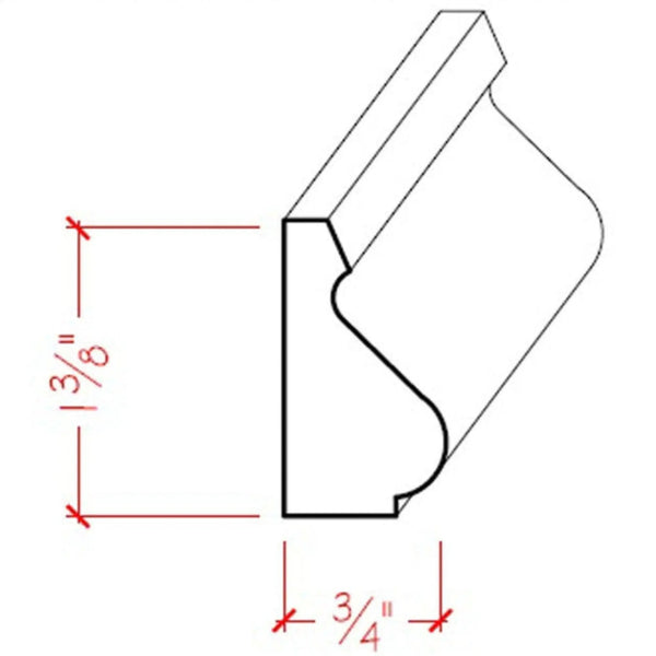 EWBC14 Colonial 1-3/8" Tall x 3/4" Base Cap Moulding. Unfinished, photo 2 of 6