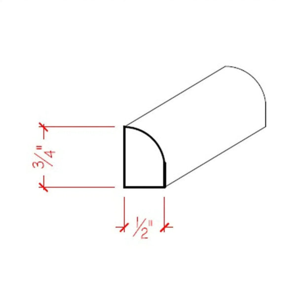EWBS11 Baseboard Shoe 3/4" Tall x 1/2" Quarter Round. Unfinished, photo 2 of 8