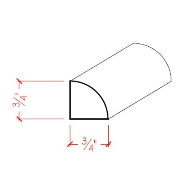 EWBS12 Baseboard Shoe 3/4" x 3/4" Quarter Round. Unfinished, photo 2 of 8