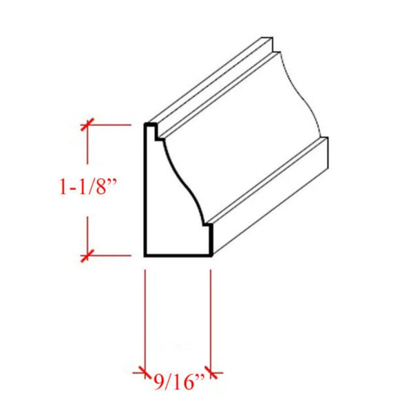 EWBS14 Baseboard Shoe 1-1/8" Tall x 9/16" Colonial Trim. Unfinished, photo 2 of 6