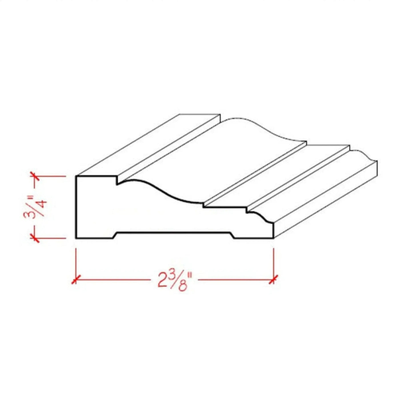 EWCA11 Colonial Casing 2-3/8" wide x 3/4" Trim. Unfinished Moulding by NewMouldings