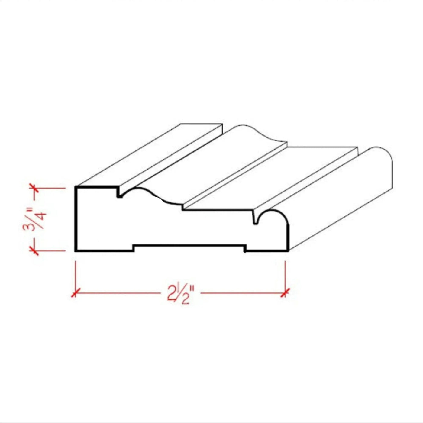 EWCA16 Colonial Casing 2-1/2" wide x 3/4" Trim. Unfinished Moulding by NewMouldings
