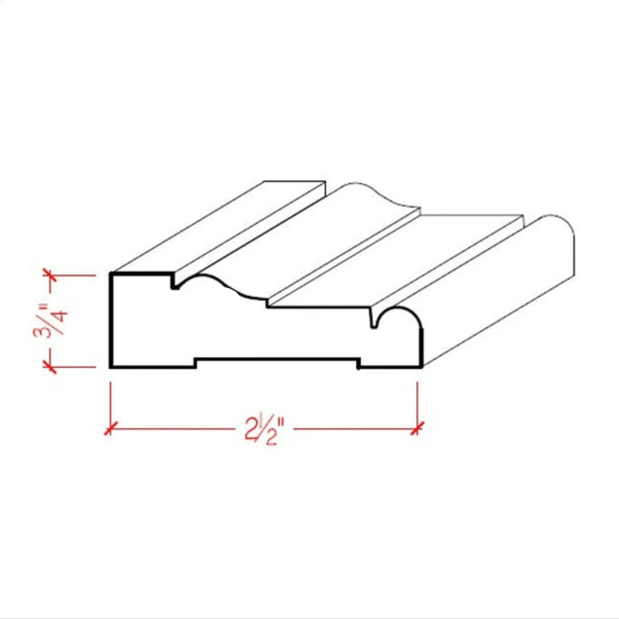 EWCA16 Colonial Casing 2-1/2" wide x 3/4" Trim. Unfinished Moulding by NewMouldings