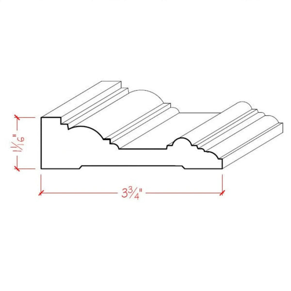 EWCA22 Traditional Casing 3-3/4" wide x 1" Trim. Unfinished Moulding, photo 2 of 3